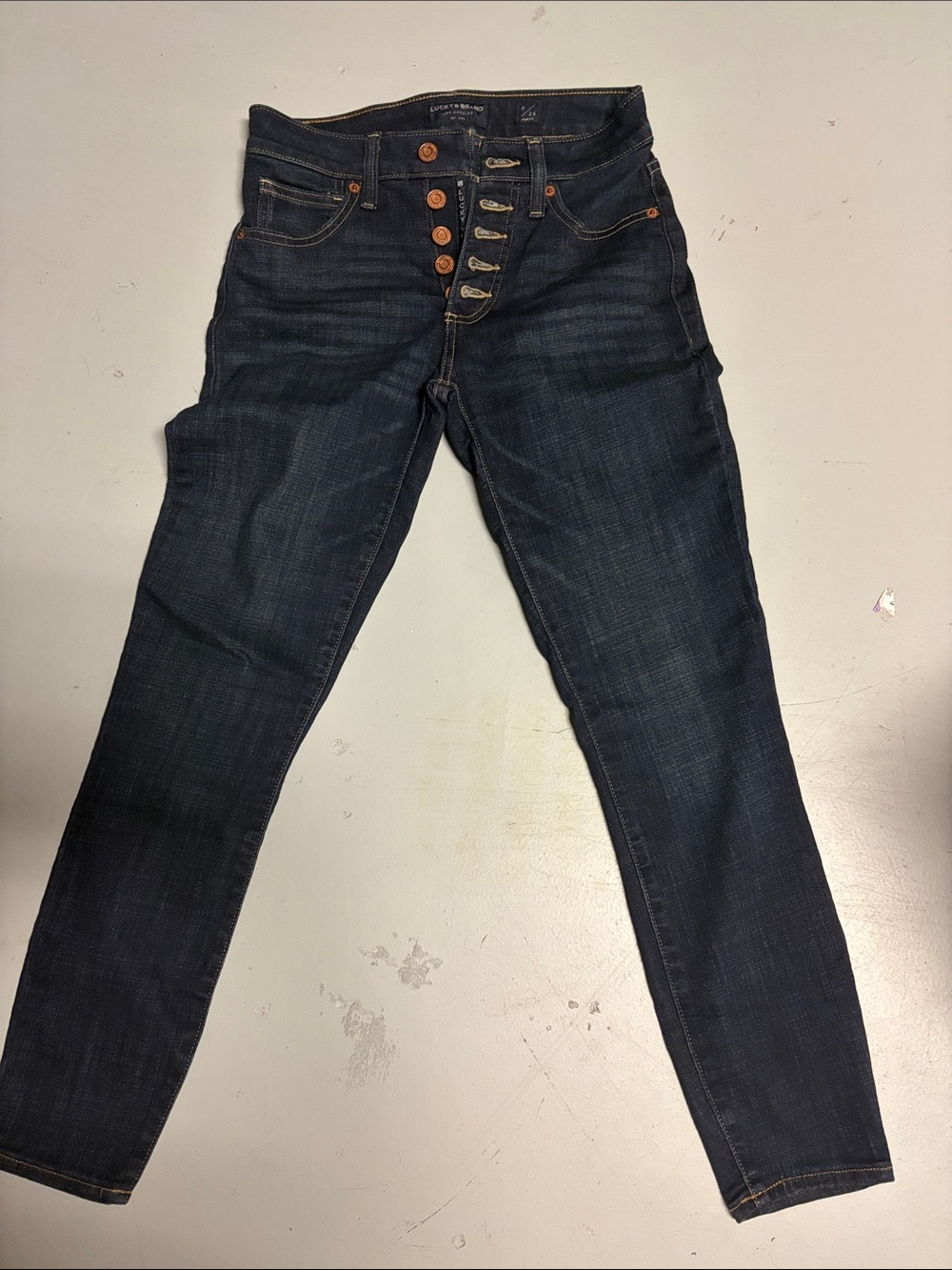 Lucky Brand Women's button fly Skinny ankle Jeans - Dark Indigo Blue